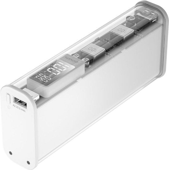 4smarts Lucid Block Powerbank 20.000 mAh - Snellader 100W - met Digitale Display - geschikt voor opladen MacBook/Laptop - Quick Charge en Power Delivery - Wit