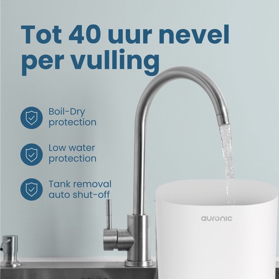Auronic Luchtbevochtiger - 4 Liter - 40m2 - Geschikt voor Woonkamer, Kantoor, Slaapkamer, Babykamer en Meer - Met Aromatherapie - BPA-Vrij - Wit