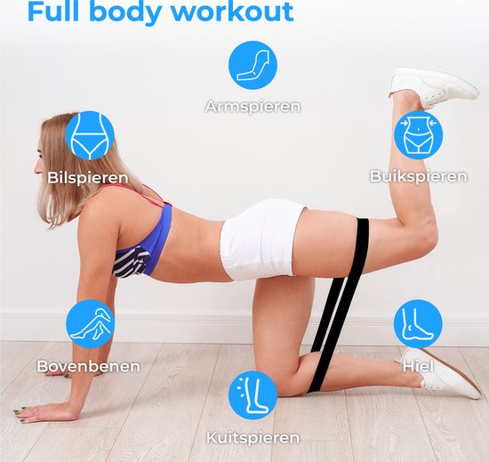 Nuvance - Weerstandsbanden Set Incl. Draagtas - 5 Delige Set - Resistance Band - Fitness Elastiek - Incl. eBook - Diverse Kleuren