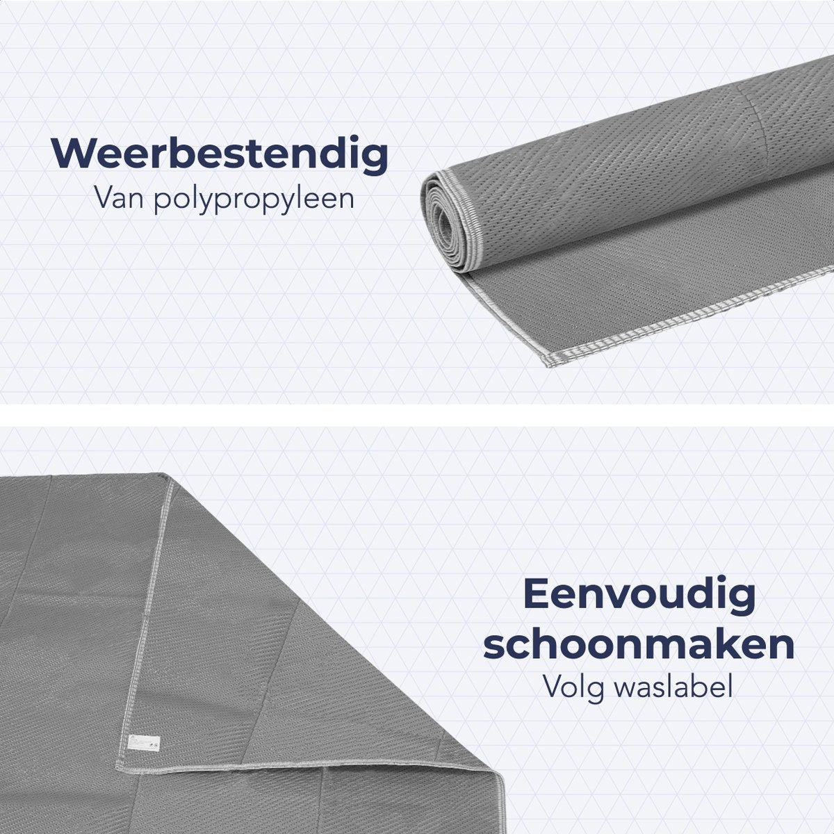 LifeGoods Buitenkleed - 152x230CM - Vloerkleed - Tuintapijt - Buitentapijt - Incl. Draagtas - Grijs