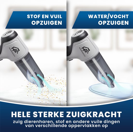 HomeShift® Auto Stofzuiger Draadloos V2 - Kruimelzuiger - Handstofzuiger - Kleine Stofzuiger - Draadloze stofzuiger - Air Duster - Nat & Droog - Grijs