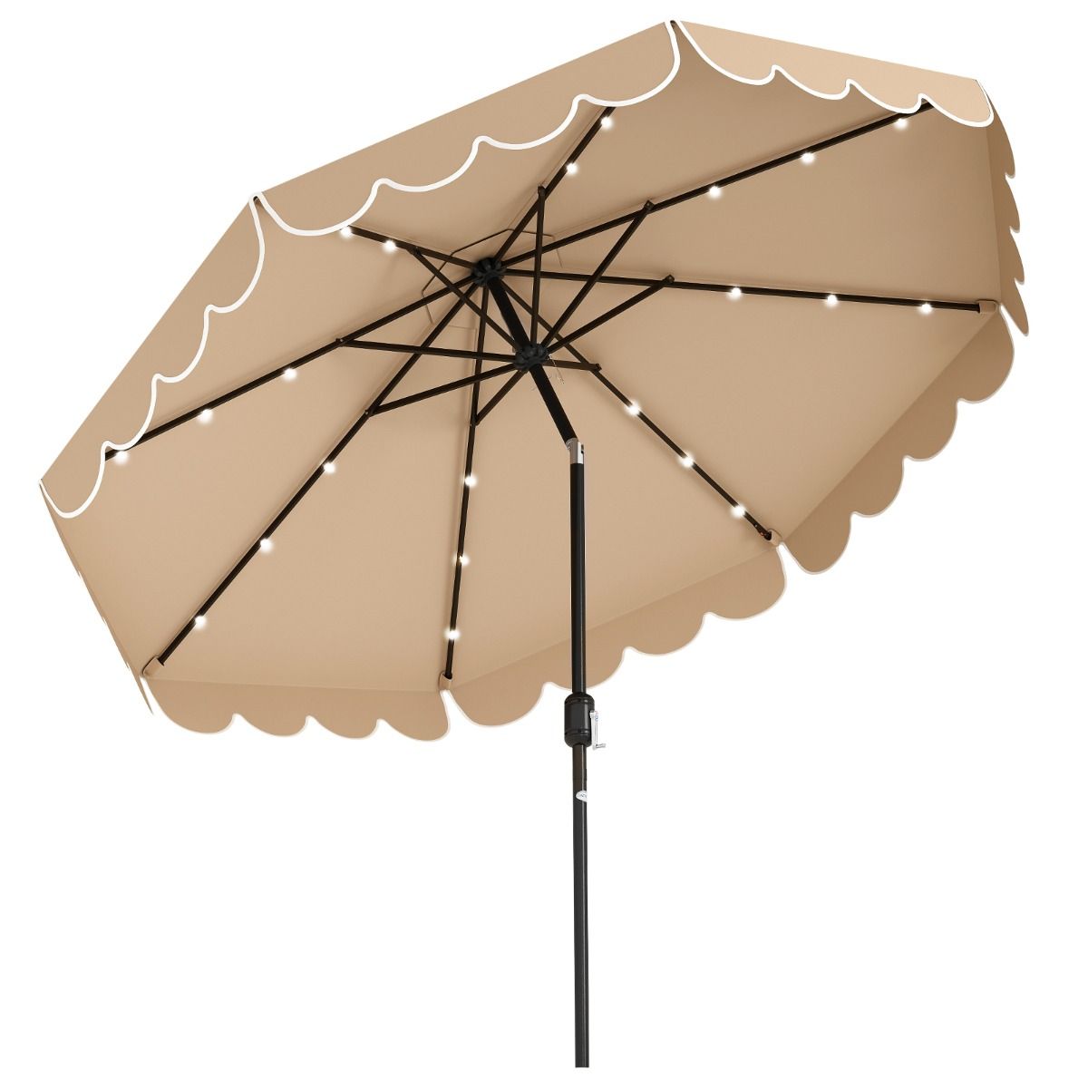 Coast tuinparasol met LED-verlichting - slingerbediening - kantelbaar tot 35° - bruin 300 x 253 cm