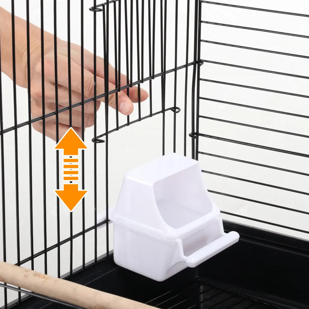Yaheetech Vogelkooi met Speelgoed en Openklapbaar Dak - Zwart - 40 x 40 x 58 cm