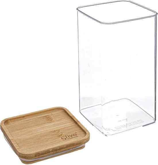 5Five - Keuken opslag voorraadpot - Berlino - kunststof/bamboe - 1500 ml - voedsel - 10 x 20 cm