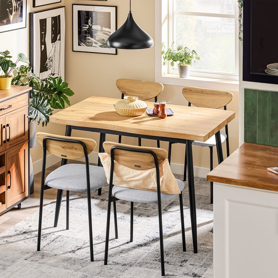 SoBuy OGT52-N Eettafelset 5-delig met Comfortabele Stoelen, Eettafel met 4 Stoelen, Compacte Keukentafel voor Kleine Ruimtes, Ideaal voor Eetkamer, Keuken, Woonkamer