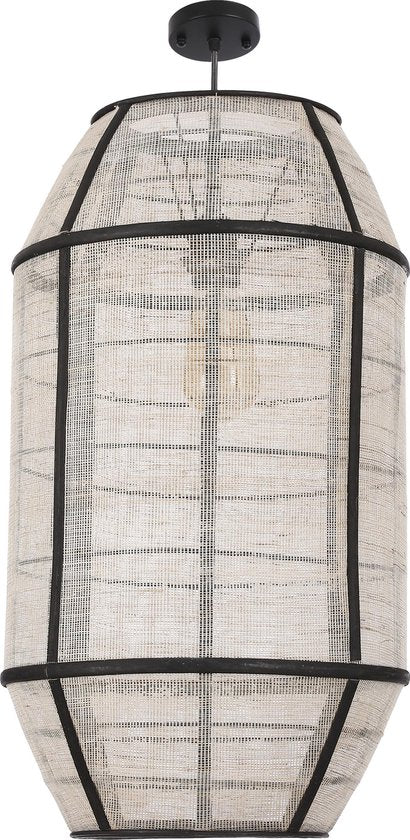 Mica Decorations Pella Hanglamp - H58 x Ø33 cm - Linnen - Off-white