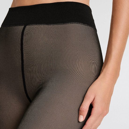 Fleece Panty - Zwart Nude - Maat L/XL - Thermo Panty Huidskleur - Anti ladder - Fleece Legging Dames