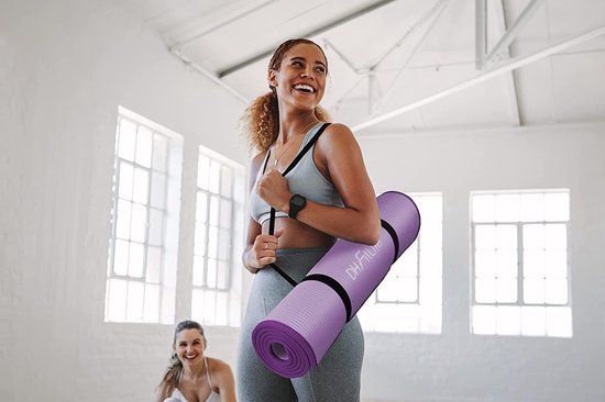 DH FitLife Trainingsmat, fitnessmat, sportmat, 183 x 61 x 1 cm, extra scheurvast, yogamat, antislip en dik, workout mat (paars)