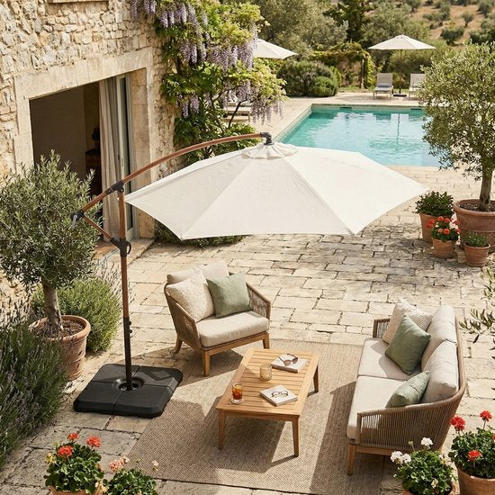 AXI Dion Zweefparasol Ø 300cm Eikenlook/beige – Gepoedercoat frame met kruisvoet