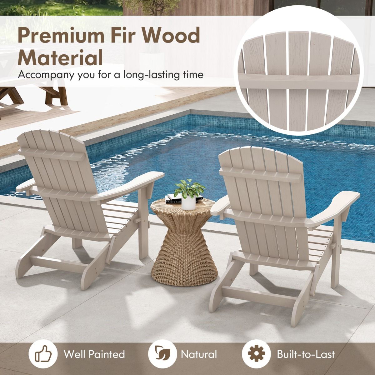 Coast Opvouwbare Adirondack Stoelen - set van 2 - ergonomisch en robuust - grijs