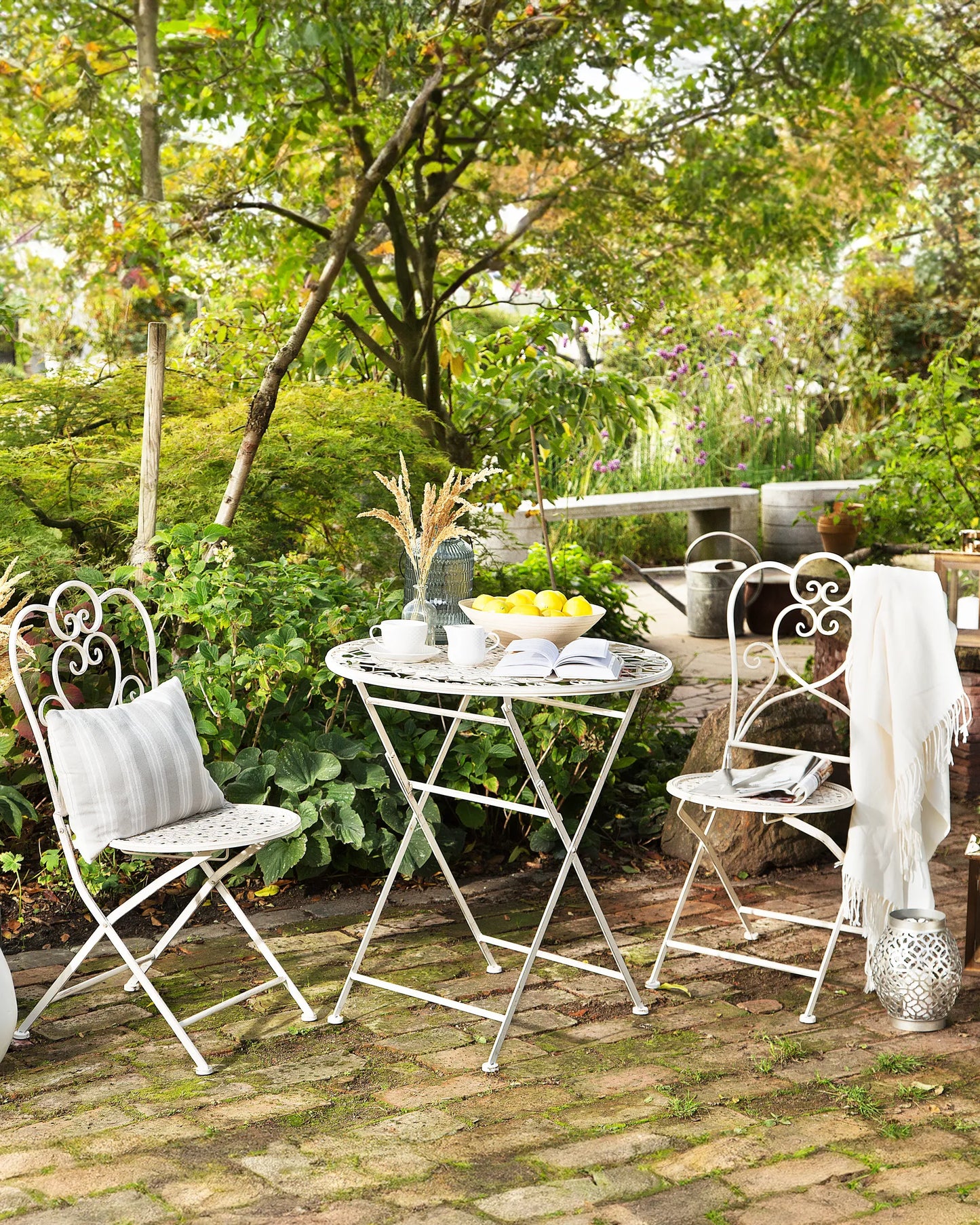 Set van 2 Opvouwbare Tuinstoelen - Metaal - Lichtbeige - 44 x 48 x 92 cm