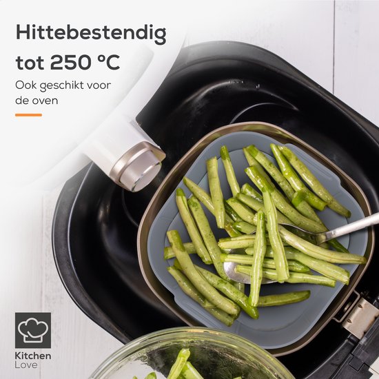 KitchenLove Airfryer Bakjes Siliconen XXL - 2 Stuks - Vierkant - Bakpapier Alternatief - Accessoires - BPA Vrij - 20CM