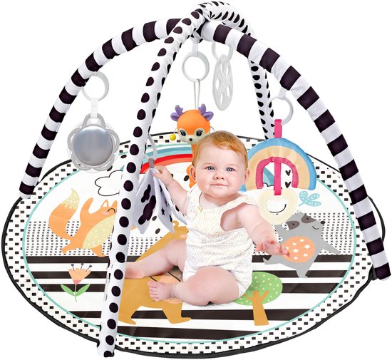 FUEGOBIRD - Baby Play Mat - Cute Baby Animals - Deluxe Gym - Colorful Interactive and Grasping Toy - Great Sounds - Developmental Play for Babies 2 Months+