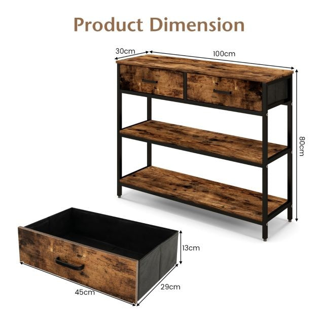 Coast Consoletafel met 2 Stoffen Laden - 100 cm - Metalen Frame - Kantelbeveiliging