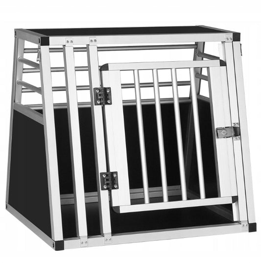 Woltu Aluminium Hondenkooi voor Auto met Sleutel - Zwart - 50 x 60 x 60 cm