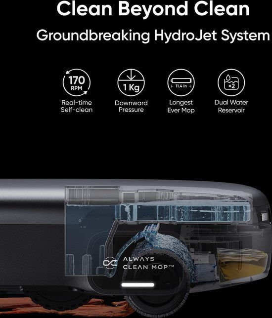 eufy S1 Pro robotstofzuiger met alles-in-1 station en dweilfunctie - Zelfreinigend met ALWAYS CLEAN MOP™ & Eco Clean Ozon™ - 8.000Pa zuigkracht - Automatische moplift - Intelligente obstakeldetectie