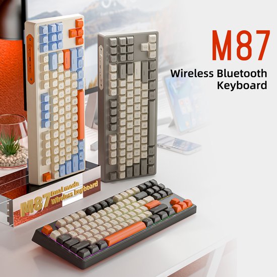 M87 Draadloos RGB Gaming Toetsenbord - 87 toetsen - BT5.0/2.4G - PBT Ball Keycaps - Shimmer