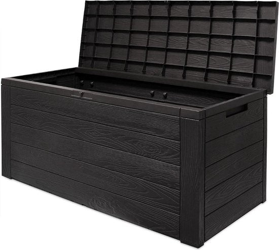 Woody Tuin Opbergbox - 280 liter - 45x120x60 cm - Tuinkussenbox - Antraciet/bruin
