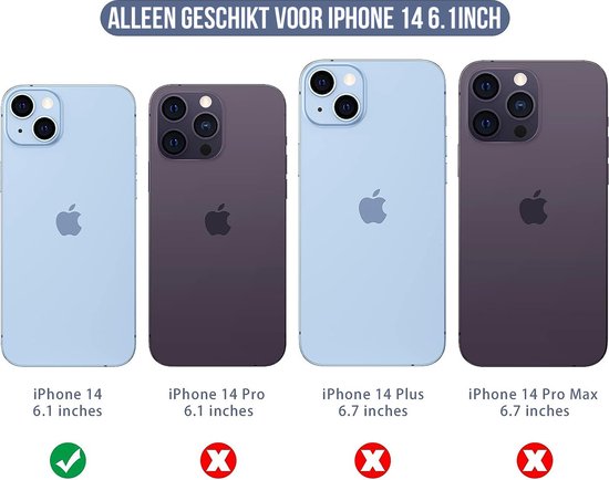 Podec Hoesje geschikt voor iPhone 14 Rood Telefoonhoesje - Anti-Shock Case Cover Hybrid Armor Hoes met Kickstand Ring met Screenprotector