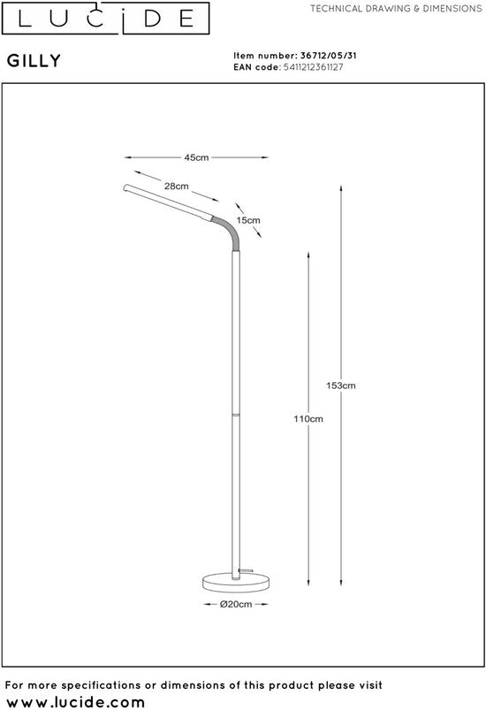 Lucide GILLY - Leeslamp - LED - 1x6W 2700K - Wit