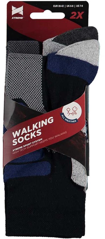 Xtreme Wandelsokken 2-pak - Unisex Synthetische sokken - Multi Blue