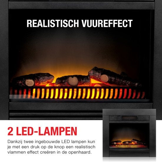 Classic Fire Sfeerhaard - Elektrisch - 1800W - 20 m²  - LED - 67 x 23 x 62 CM - Zwart