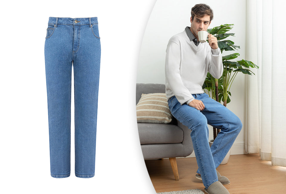 Milanoro - Stijlvolle jeansbroek voor heren - Lichtblauw - W36 - L34