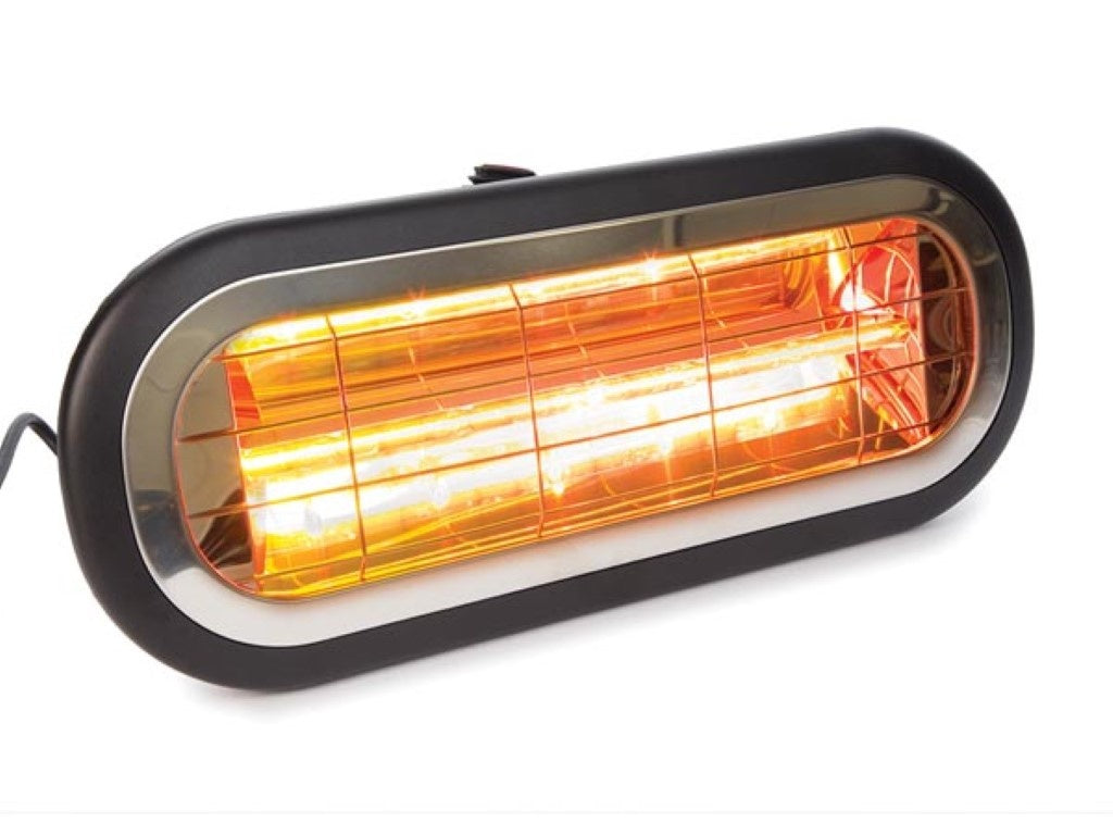 Perel Terras-/parasolverwarmer, 2000 W, low glare, met aan-/uitschakelaar, beugel voor plafond- en wandmontage, spatwaterdicht, 1 warmteniveau, metaal, zwart