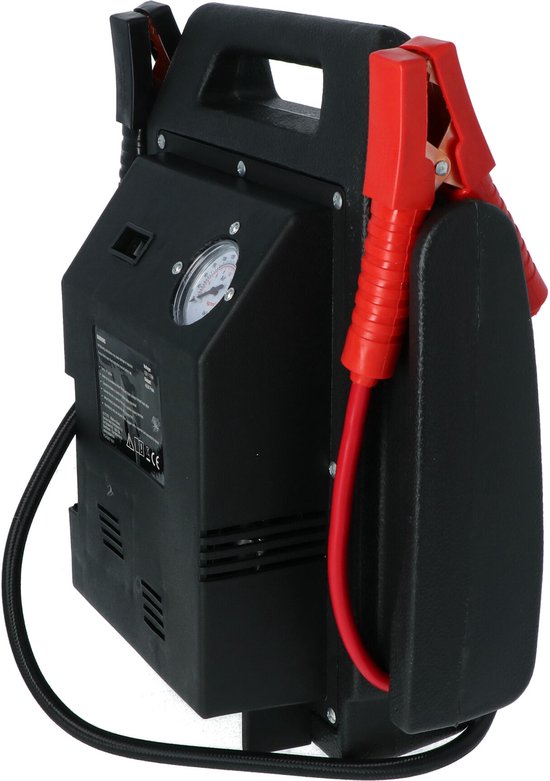 Carpoint Jumpstarter – 12 Volt – Met luchtcompressor - Piekvermogen 400A – Opladen met 230 Volt of 12 Volt adapter – Maximale druk compressor 18 BAR/260 PSI – Ingebouwde LED verlichting – Afmeting 365x345x175mm