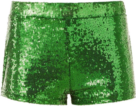 Dressforfun Pailletten-short groen L - verkleedkleding kostuum halloween verkleden feestkleding carnavalskleding carnaval feestkledij partykleding - 303903