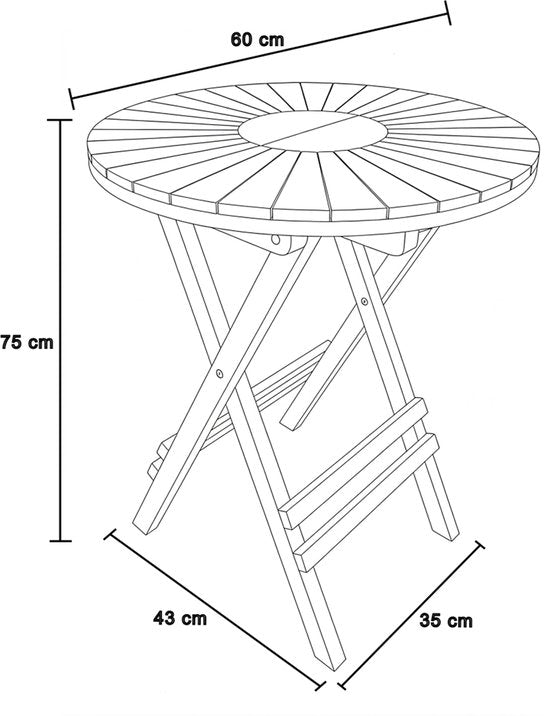 AXI Gia Teak Tuintafel Rond – 60 x 60 x 75 cm – Opklapbaar – Ronde Klaptafel – Houten Tuintafel - Bruin - Voor 2 Personen - Voor Tuin, Terras en Balkon