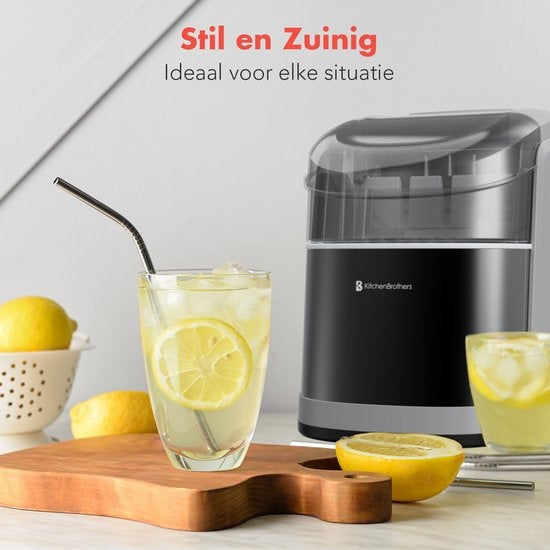 KitchenBrothers IJsblokjesmachine - 1.6L - 8 min. - 12kg/24u - Zelfreinigingsfunctie - IJsblokmaker met IJsschep - RVS