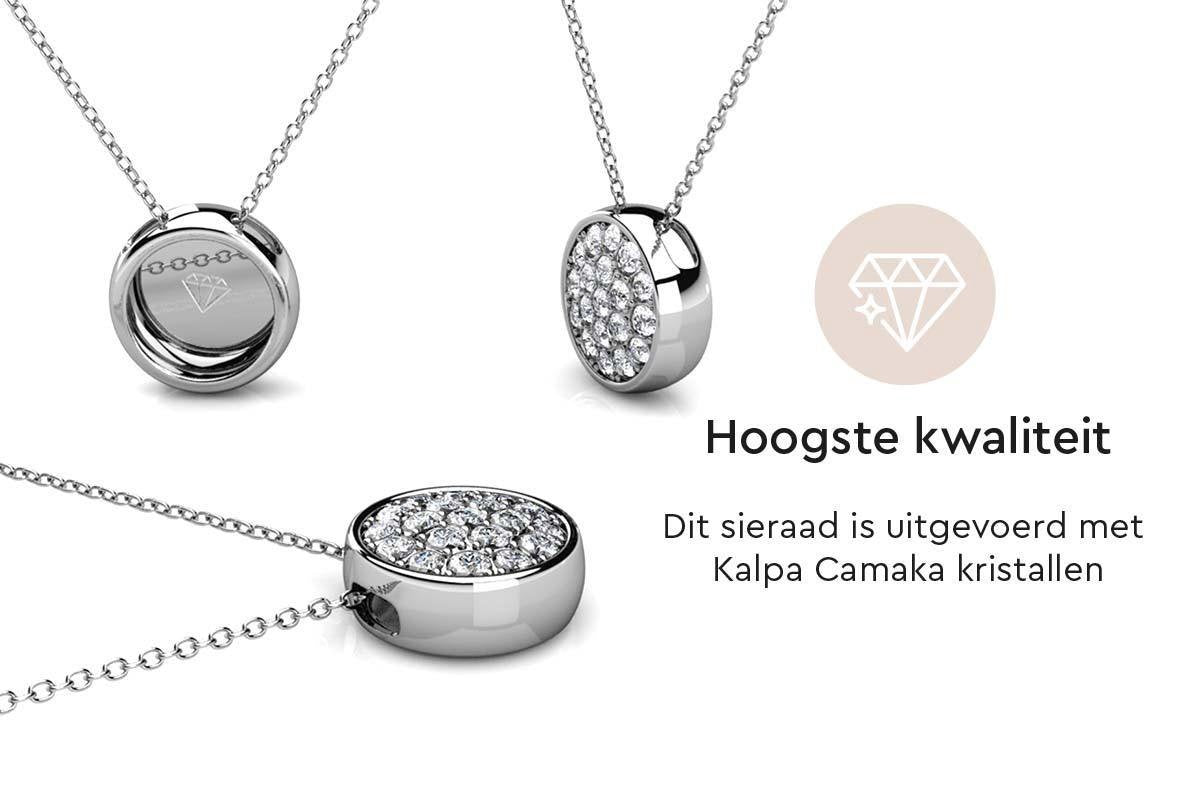 Yolora Dames Ketting met Hanger en Kalpa Camaka Kristal - Zilver kleurig - 18K Witgoud Verguld - Cadeauverpakking - Moederdag Cadeautje