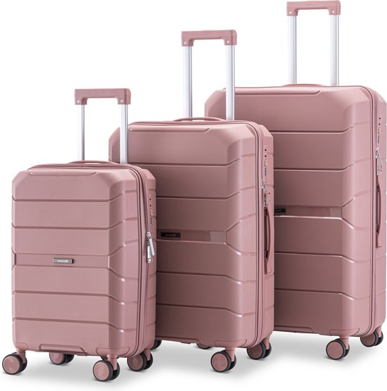 SC Urban Adventurer - Kofferset - 3-delig - Cijferslot - 232L - Spinner wielen - Reiskoffer met Kofferslot - Lichtgewicht - Roze
