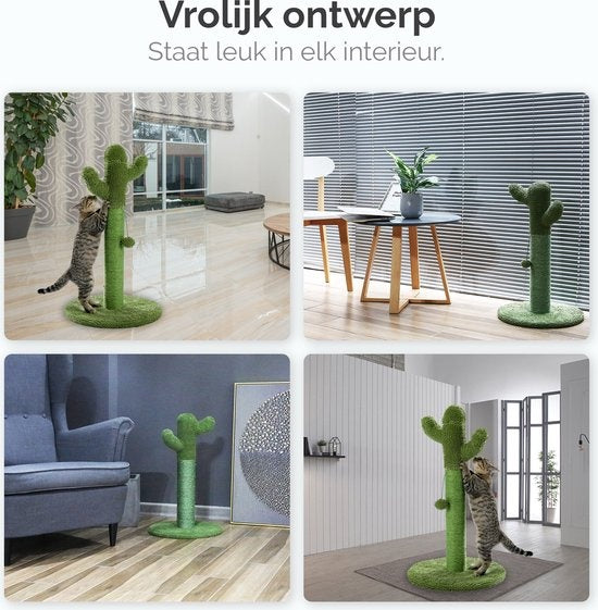 Gopets Krabpaal Katten - Cactus Krabpaal met Touw - Krabplank modern design - Krabmeubel met Speeltje - 65cm
