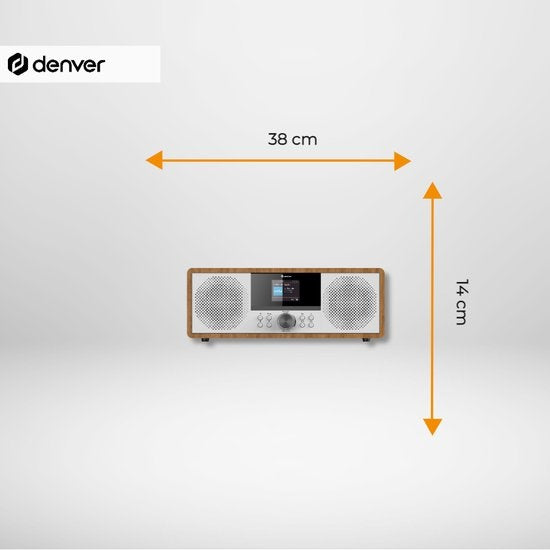 Denver Internet Radio - DAB Radio - FM Radio - CD Speler - Bluetooth - 200W - AUX/USB - MIR270 - Hout