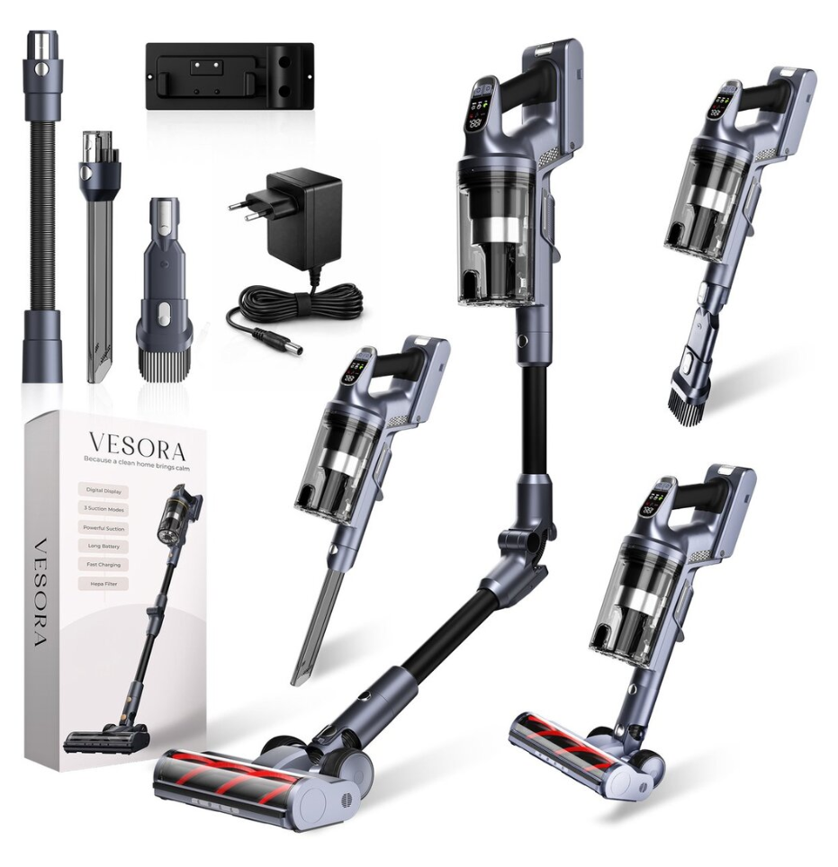 Vesora® Steelstofzuiger V2 Draadloos zonder Zak - Draadloze Stofzuiger - Kruimeldief Snoerloos - Vacuum Cleaner - Handstofzuiger - Stofzuiger Steel met Hepa Filter - Stofzuiger Huisdieren - Zakloze Stofzuiger