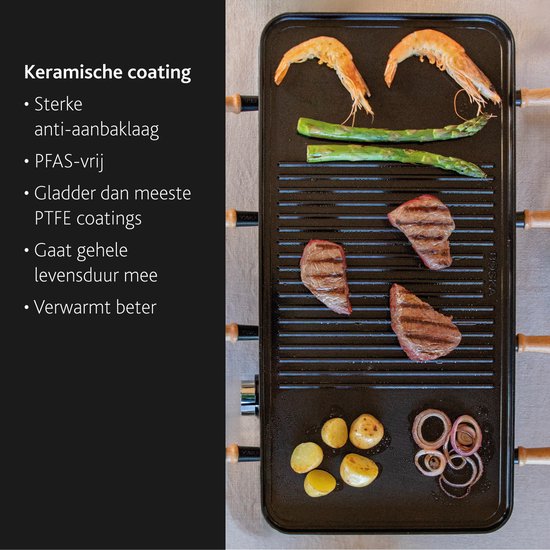 BOSKA Raclette Gourmet Party – Voor 8 Personen Beukenhout Staal – Gourmetstel