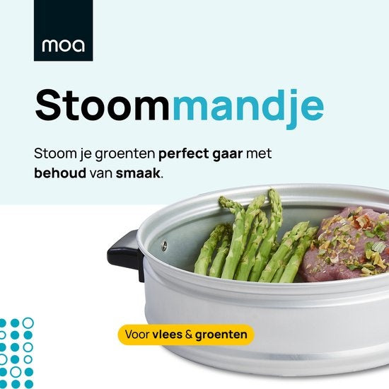 MOA Rijstkoker met Stomer 1,5 liter - RVS - RC18S