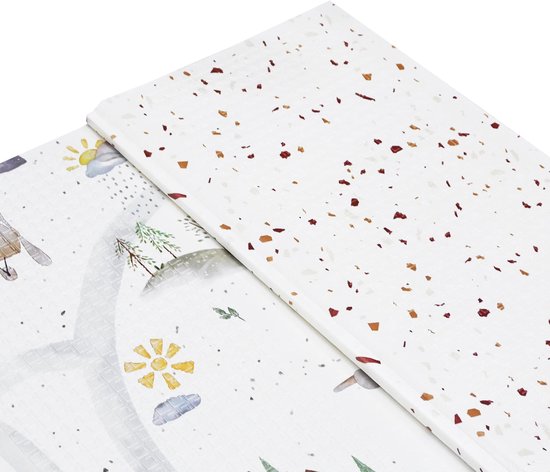 NilaFee® - Speelmat Baby - Speelkleed - Anti slip - Opvouwbaar - Opbergtas - 147 x 190 - XPE - CE getest - Waterafstotend - Auto - Vliegtuig - Terrazo Brown