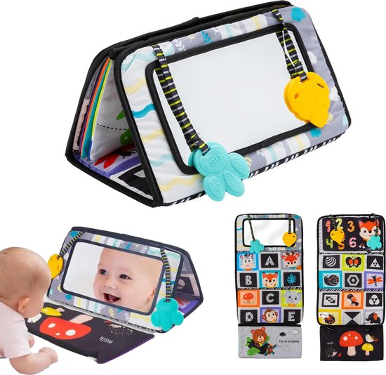 Montiplay® Buikligtrainer Baby - Knisperboekje Baby - Montessori Speelgoed - Educatief Speelgoed - Tummy Time - Sensorisch - Speelmat