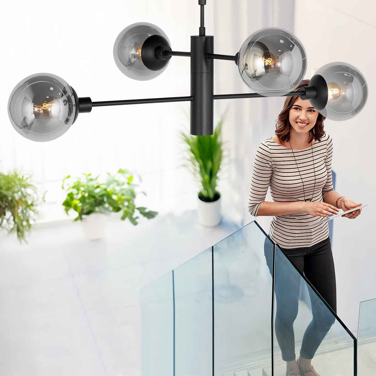 Steinhauer - hanglamp - Constellation - zwart - metaal - Ø 90cm - E14 - 3804ZW