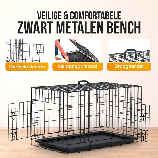 Avalo Hondenbench XXL - Opvouwbare Kooi - 2 Deuren - 122x74x80 CM