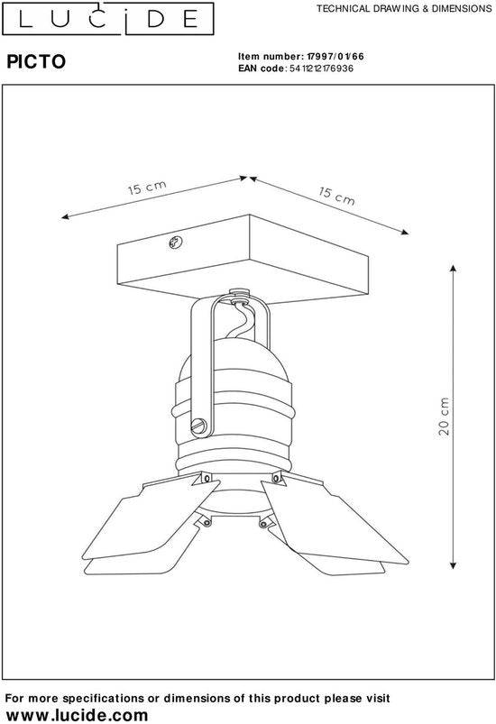 Lucide PICTO - Plafondspot (Plafondlamp) Kinderkamer - 1xGU10 - Roze