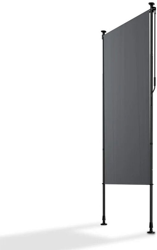 Juskys Verticaal Zonnescherm Barbados – Voorzien Van Klembevestiging Zonder Boren En In Hoogte Verstelbare Elementen En Pu-gecoate Stof – Voor Balkon En Terras – Grijs Aluminium En Staal – 100 x 310 cm