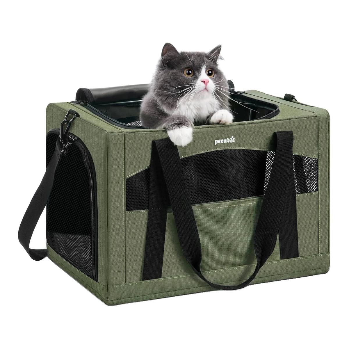 Pecute Huisdierentas Frame-Serie - Armygroen - 43 cm - Tot 5 kg, Kat & Kleine Hond