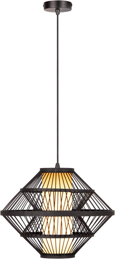 Lucide PASQUINO - Hanglamp - Ø 40 cm - 1xE27 - Zwart - Essential - Japandi
