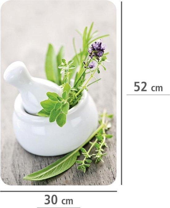 Wenko Afdekplaten voor kookplaat - Herb Garden - 52 X 30 Cm - Glas - Wit 2-delig