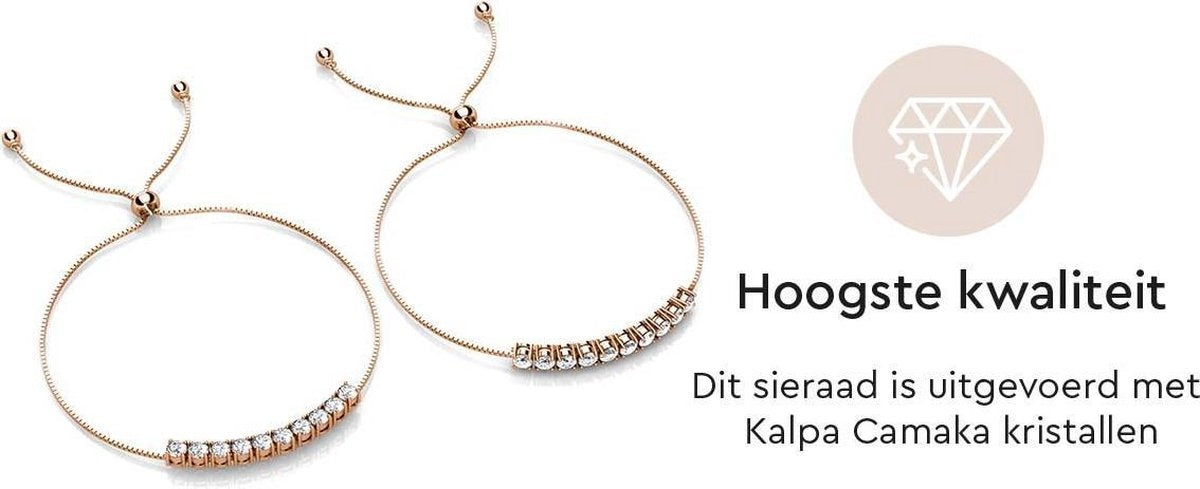 Yolora Dames Armband met 10 Kalpa Camaka Kristallen - Rosé kleurig - 18K Roségoud Verguld