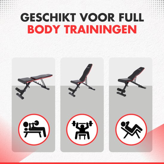 Fitby Fitnessbank - Halterbank - Bench Press - Trainingsbank - Verstelbaar - 150 kg Draagkracht - Inklapbaar - Zwart